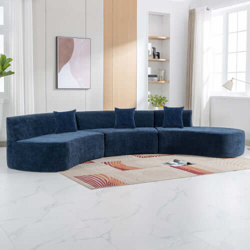 Modular Curved Sectional Sofa Chenille Fabric 136.6" (3 Colors)