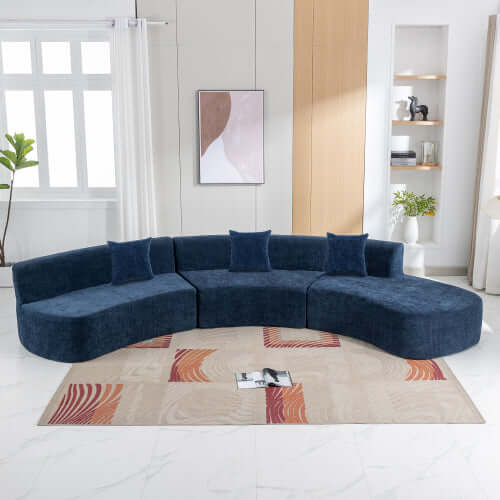 Modular Curved Sectional Sofa Chenille Fabric 136.6" (3 Colors)