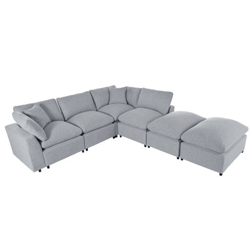 Modern Plush U-Shape Modular 2 Ottoman Sectional Sofa 134" (2 Colors)