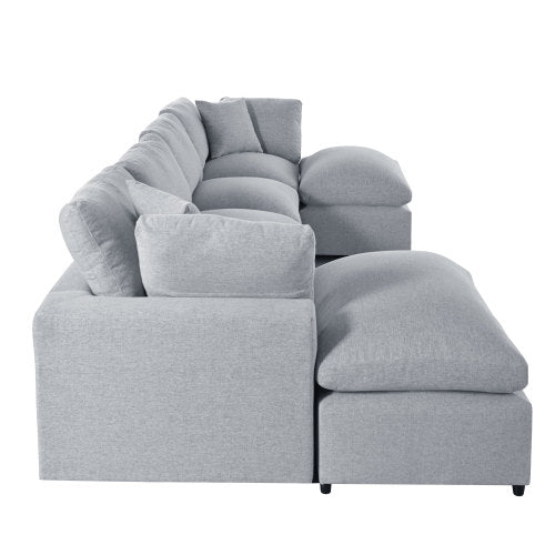 Modern Plush U-Shape Modular 2 Ottoman Sectional Sofa 134" (2 Colors)