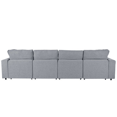 Modern Plush U-Shape Modular 2 Ottoman Sectional Sofa 134" (2 Colors)