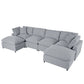 Modern Plush U-Shape Modular 2 Ottoman Sectional Sofa 134" (2 Colors)