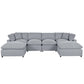 Modern Plush U-Shape Modular 2 Ottoman Sectional Sofa 134" (2 Colors)