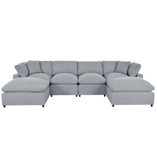 Modern Plush U-Shape Modular 2 Ottoman Sectional Sofa 134" (2 Colors)