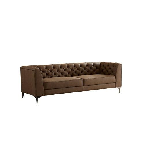 Elegant MCM Tufted Leather Sofa 90" (2 Colors)