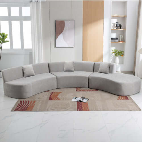 Modular Curved Sectional Sofa Chenille Fabric 136.6" (3 Colors)