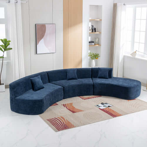 Modular Curved Sectional Sofa Chenille Fabric 136.6" (3 Colors)