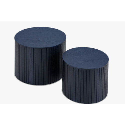 Handcrafted MDF Round Accent Table Set w/ Storage (2 Colors)