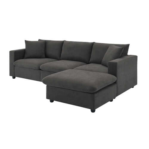 Modern Sectional Chaise Sofa Convertible Ottoman 4 Colors (100")