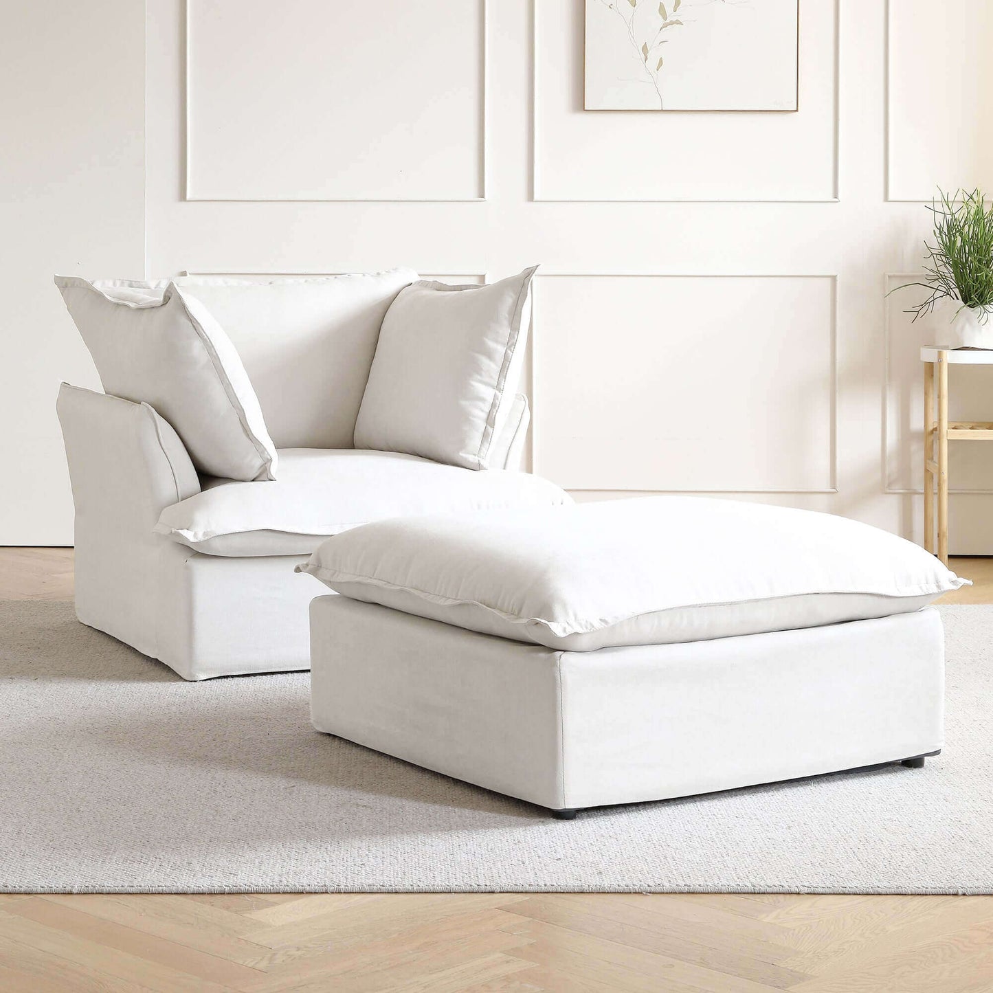 Modular Cloud Comfort Sectional Sofa in Beige or White - Sections Sold Individually - Revel Sofa 