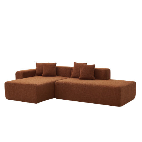 Contemporary Low Profile Sectional Chaise Foam Sofa 105" (3 Colors)