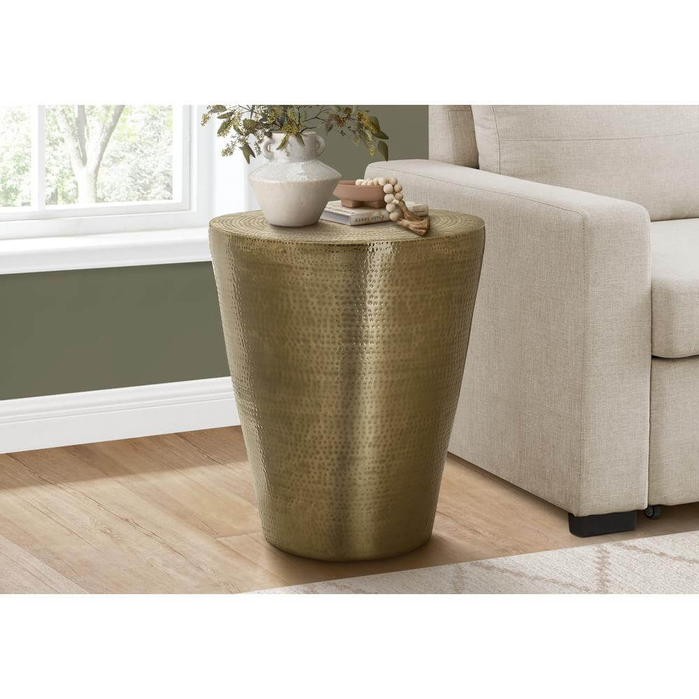 Hammered Metal Modern Round Cone Accent End Table (3 Colors)