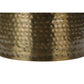 Close-up of Hammered Metal Pattern on Round Drum Accent End Table in 20" Gold Finish