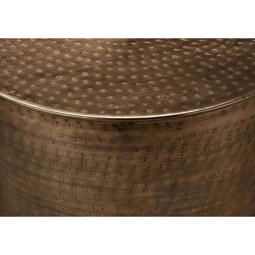 Hammered Metal Round Drum Accent End Table 20" (3 Colors)