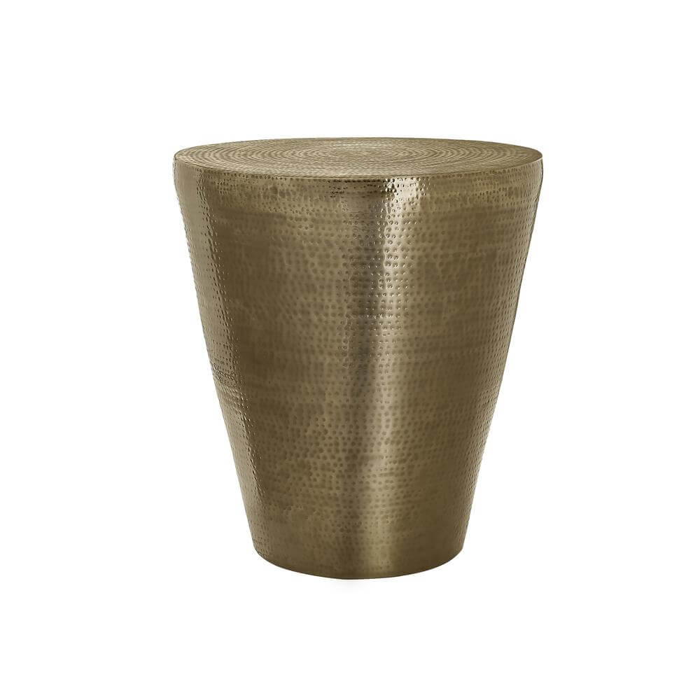 Hammered Metal Modern Round Cone Accent End Table (3 Colors)