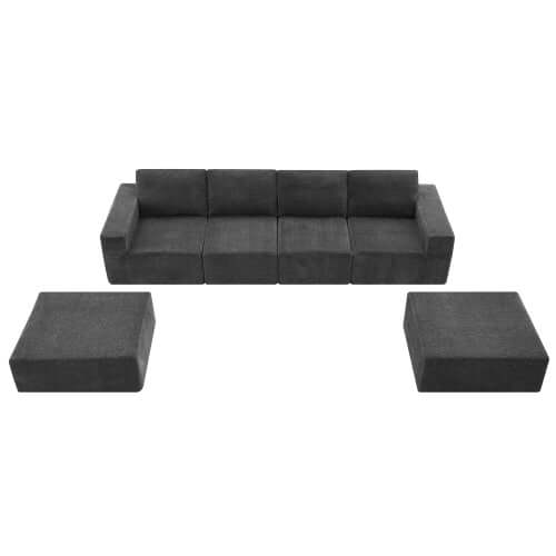 Modular U Shape Dual Chaise Chenille Fabric Sectional Sofa 110" shown in dark gray with customizable seating options.