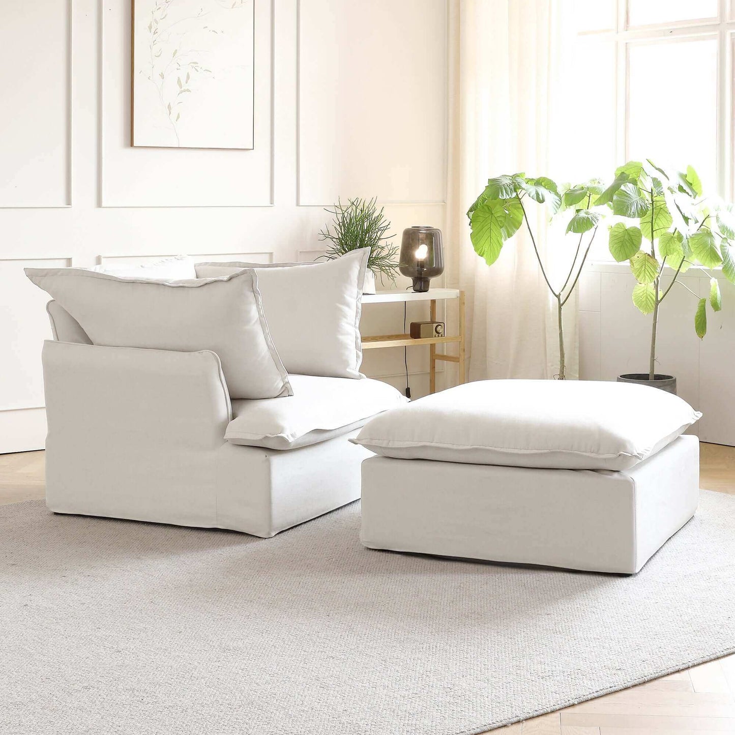 Modular Cloud Comfort Sectional Sofa in Beige or White - Sections Sold Individually - Revel Sofa 