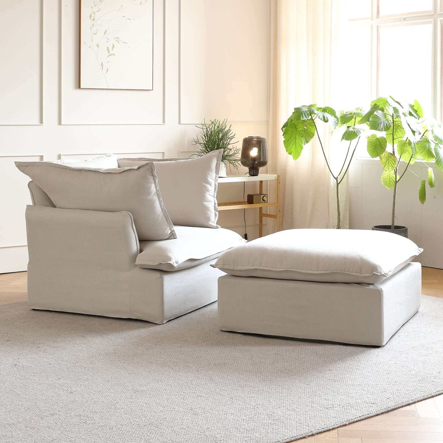 Modular Cloud Comfort Sectional Sofa in Beige or White - Sections Sold Individually - Revel Sofa 