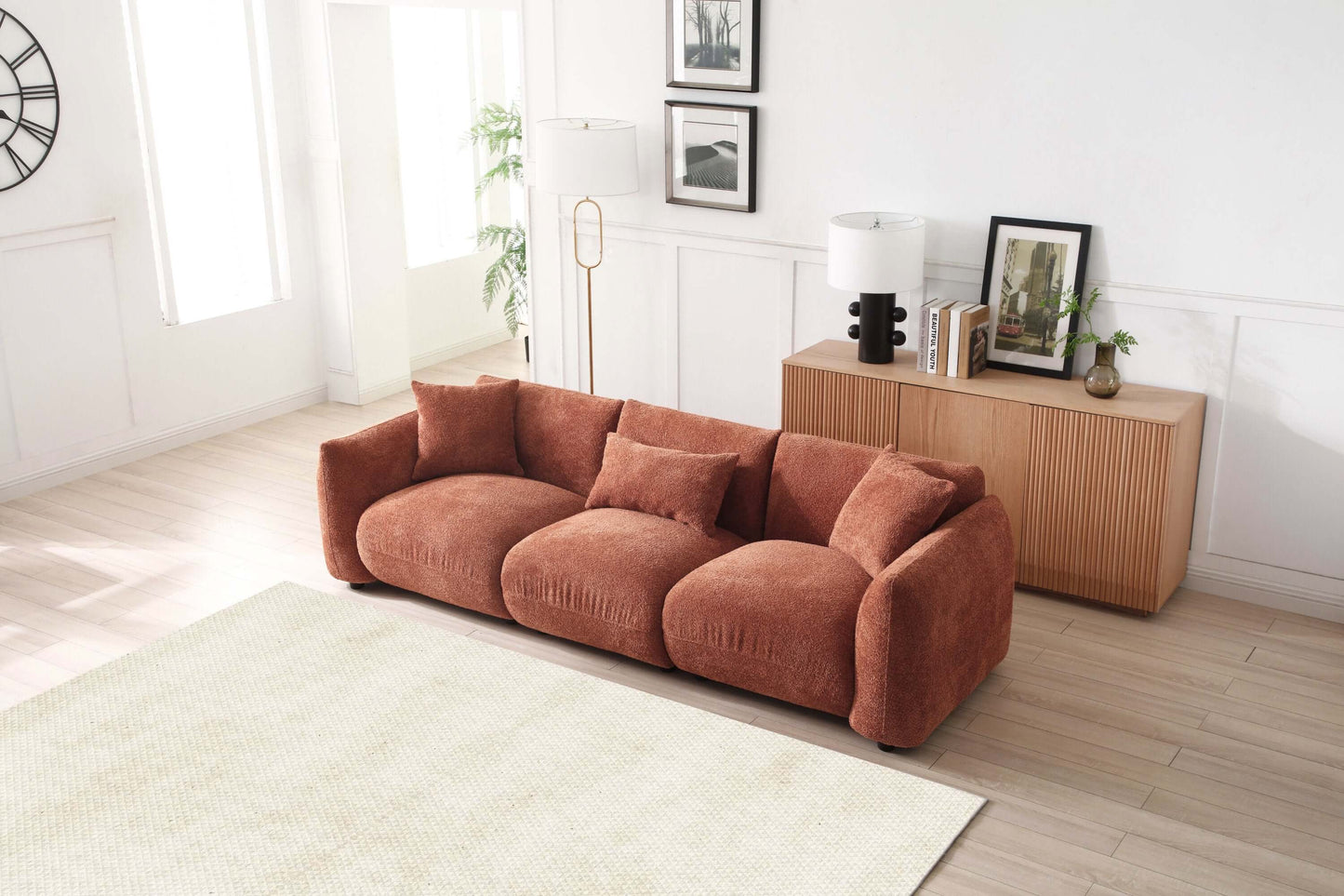 Modern Deep Seated Plush Cushion Sofa 102" (2 Colors)