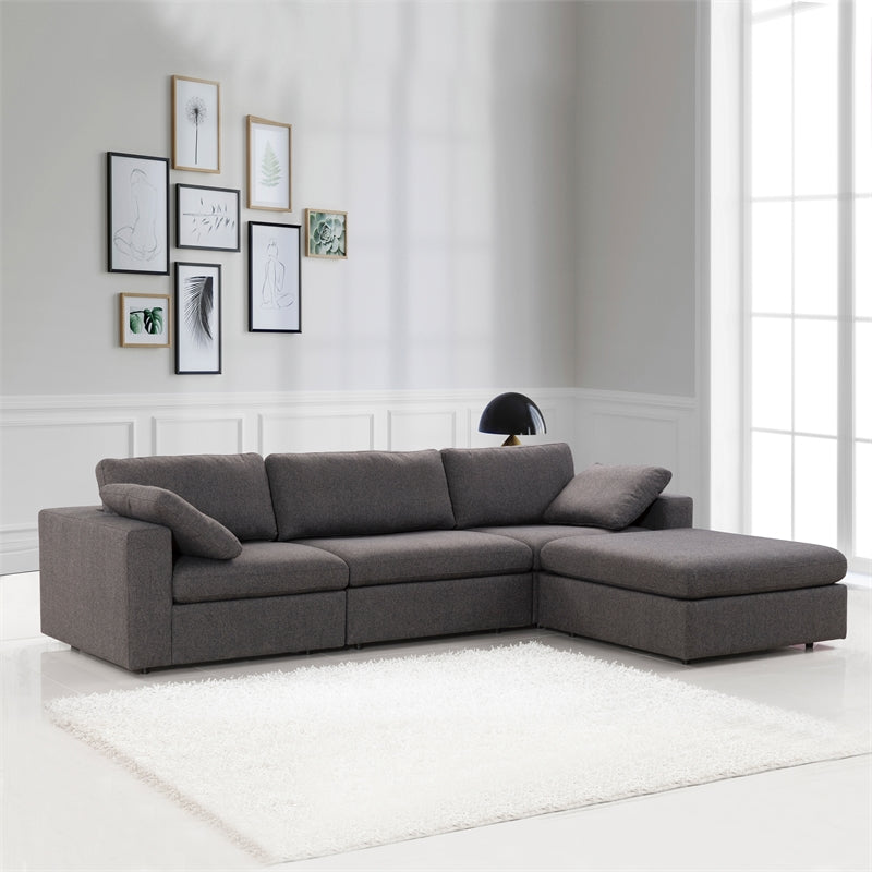 Cecilia Modular Sectional Sofa Reversible Chaise Dark Gray 121"