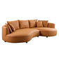 Modern Curved Faux Leather Chaise Sofa Sectional 128" (3 Colors)