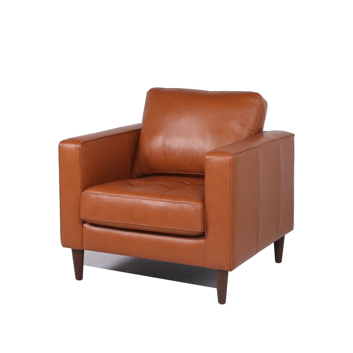 MCM Tufted Square Arm Leather Lounge Chair (2 Colors)