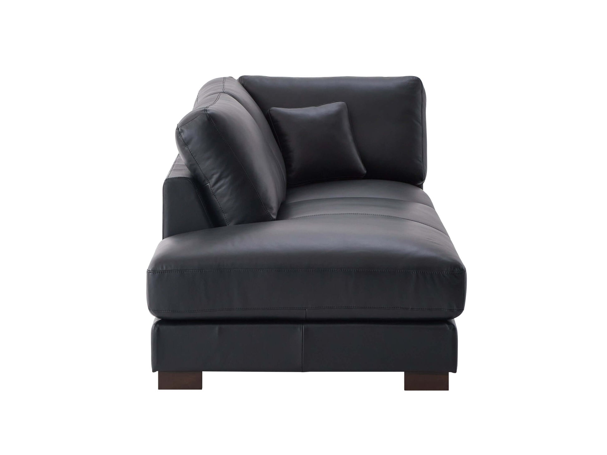 Geralyn Sectional Corner Chaise Sofa w/2 Throw Pillows, Genuine Leather Black - Revel Sofa 