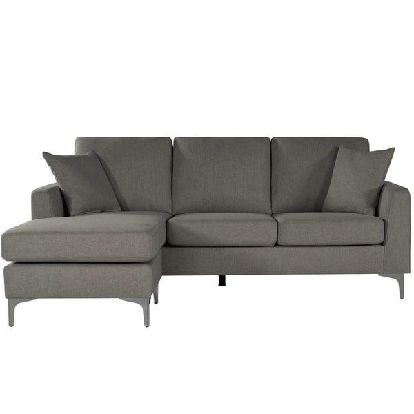 Modern Fabric Sofa & Reversible Chaise - Dark Gray 78 - Revel Sofa 