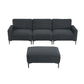 MCM Velvet Sectional Sofa with Ottoman in Gray or Black 104"