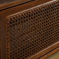 MCM Styled Wood TV Stand Rattan Cabinet Doors, Dark Stain 59" - Revel Sofa 