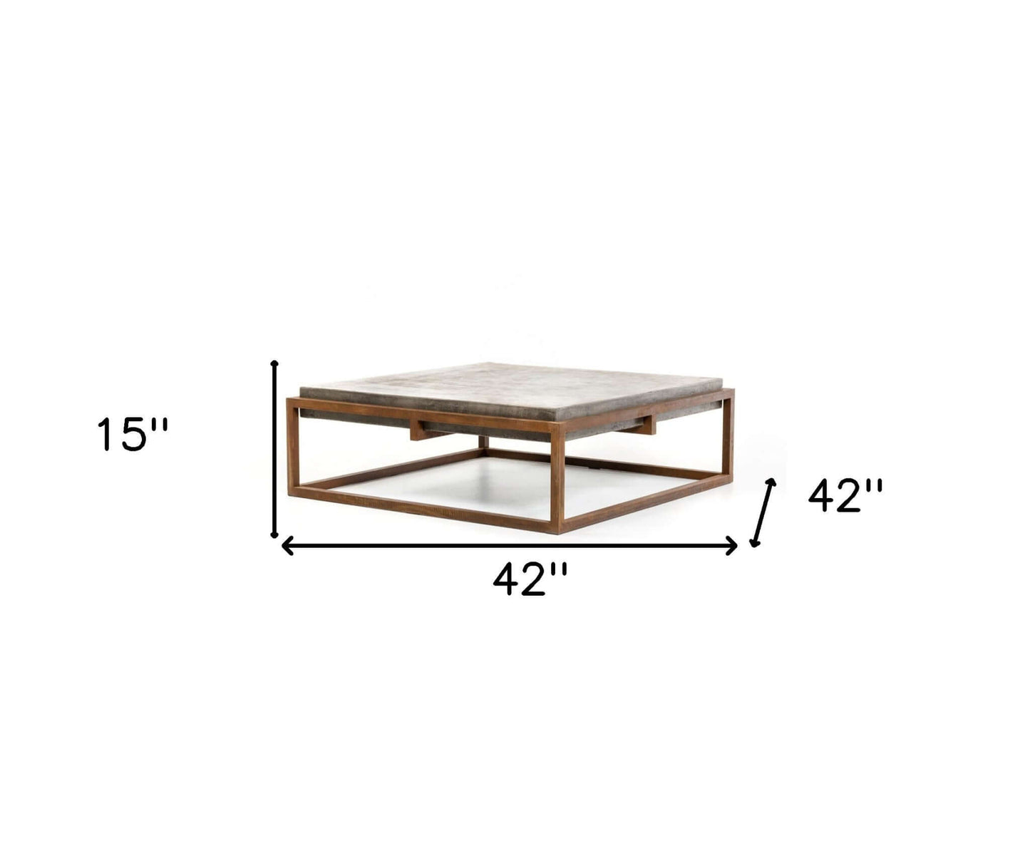 Square Concrete Top & Metal Frame Coffee Table (44")