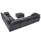 Modern Low Profile Modular U-Shaped Sectional Sofa with Ottoman in Gray or Beige 129" - Revel Sofa 