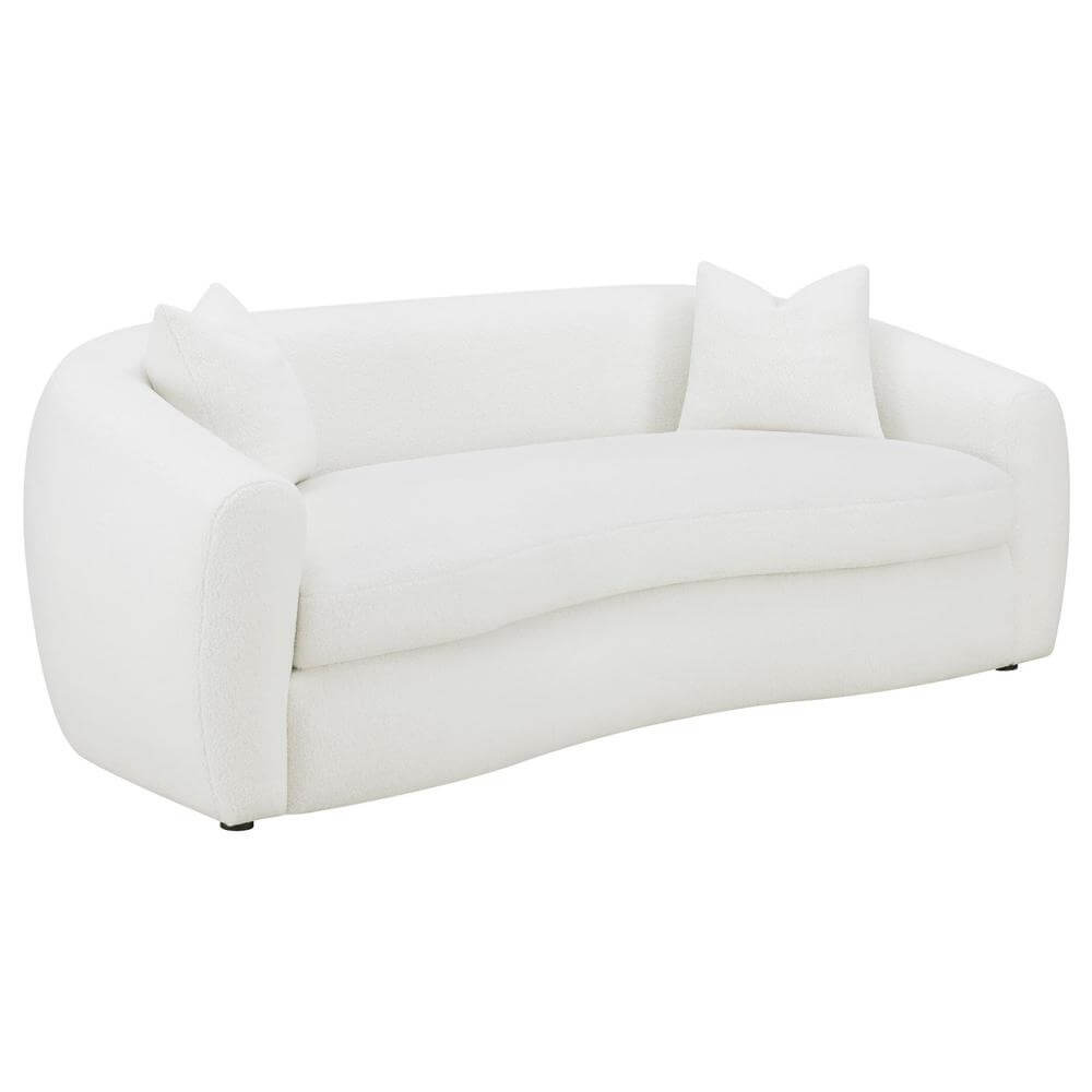 Isabella Modern Soft Boucle Fabric Tight Back Sofa in White 90"