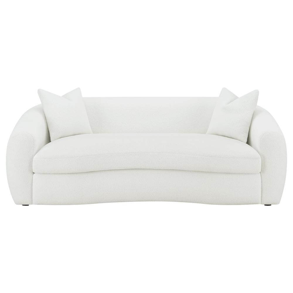 Isabella Modern Soft Boucle Fabric Tight Back Sofa in White 90"