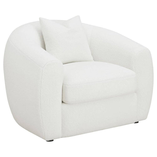 Isabella Tight Back Boucle Fabric Lounge Chair - White