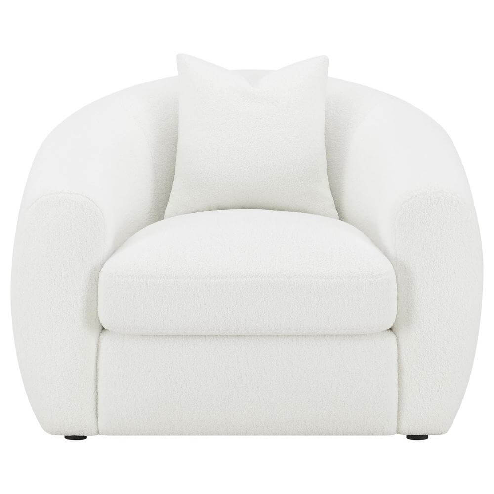 Isabella Tight Back Boucle Fabric Lounge Chair - White