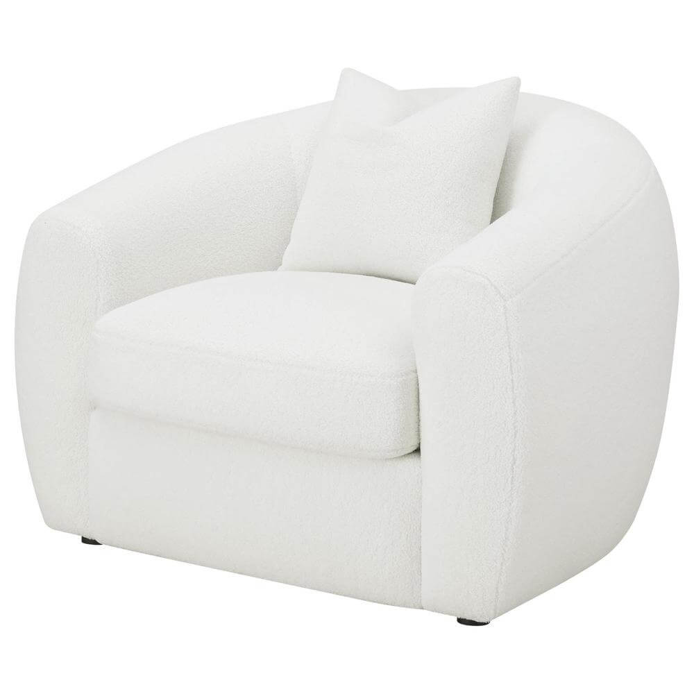 Isabella Tight Back Boucle Fabric Lounge Chair - White