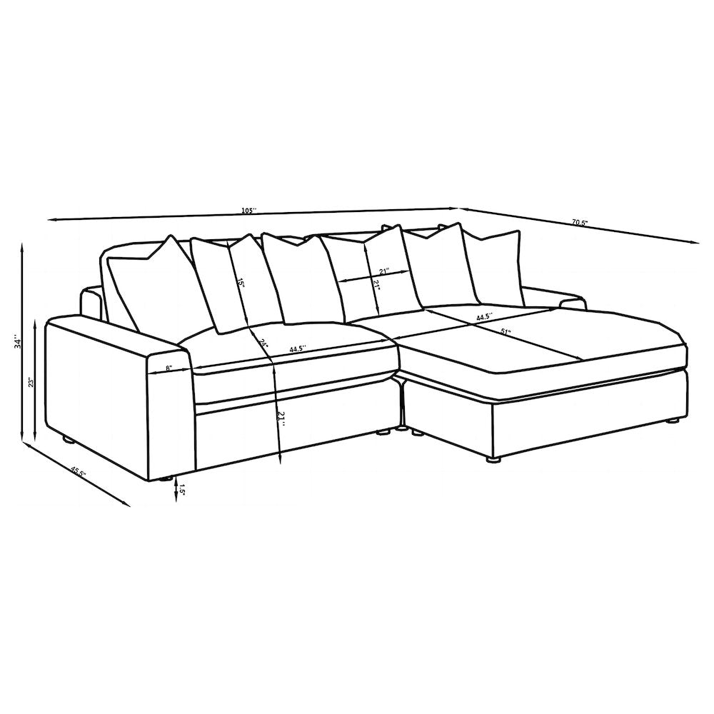 Blaine Corduroy Reversible Chaise Sofa Sectional (2 Colors)