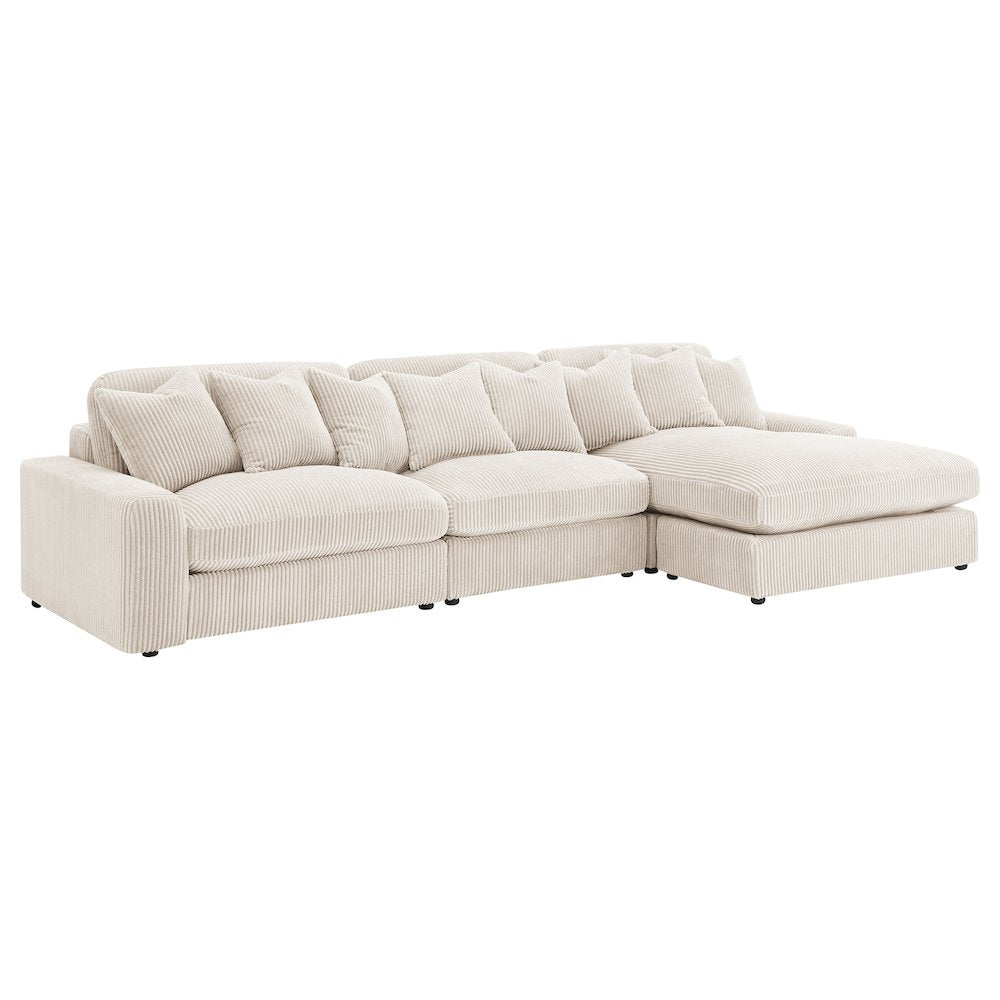 Blaine Corduroy Reversible Chaise Sofa Sectional (2 Colors)