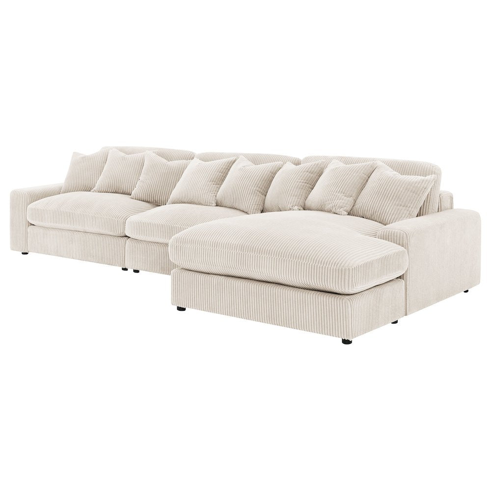 Blaine Corduroy Reversible Chaise Sofa Sectional (2 Colors)