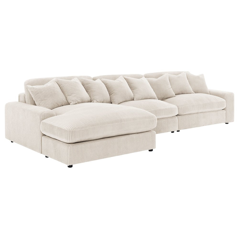 Blaine Corduroy Reversible Chaise Sofa Sectional (2 Colors)