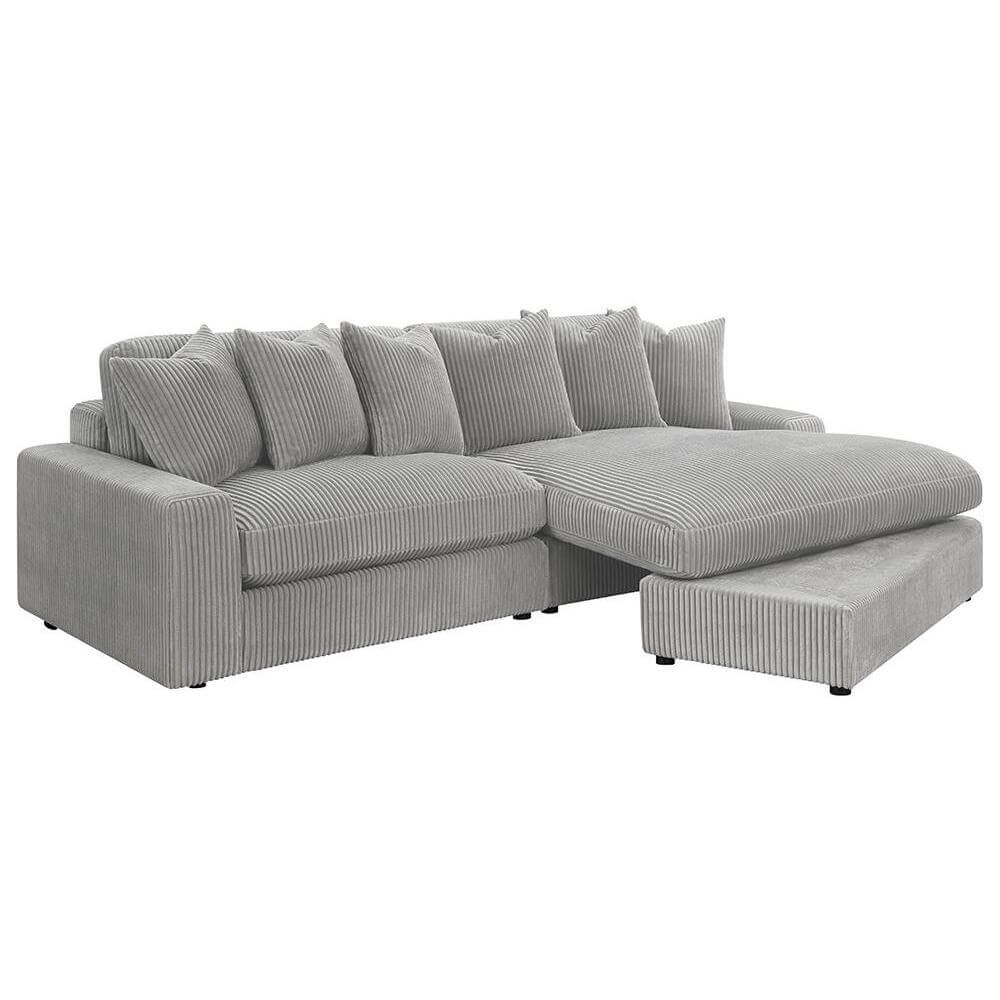 Blaine Modern Corduroy Fabric Reversible Chaise Sofa Sectional 105"