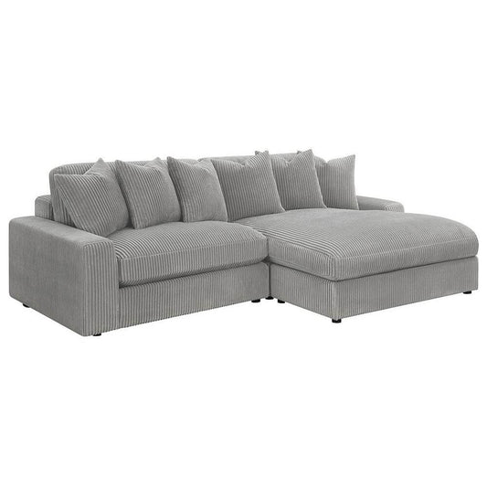 Blaine Modern Corduroy Fabric Reversible Chaise Sofa Sectional 105"