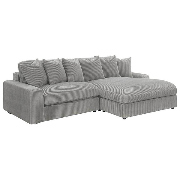 Blaine Modern Corduroy Fabric Reversible Chaise Sofa Sectional 105