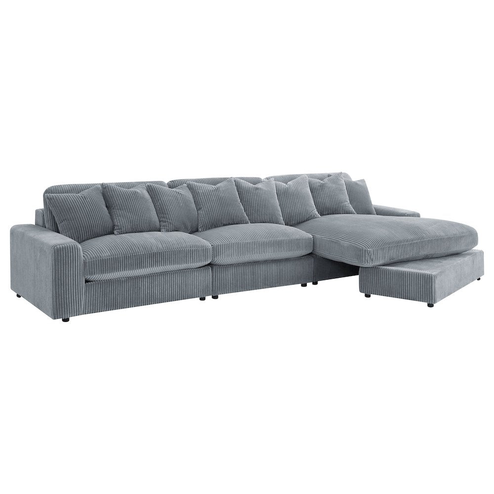 Blaine Corduroy Reversible Chaise Sofa Sectional (2 Colors)