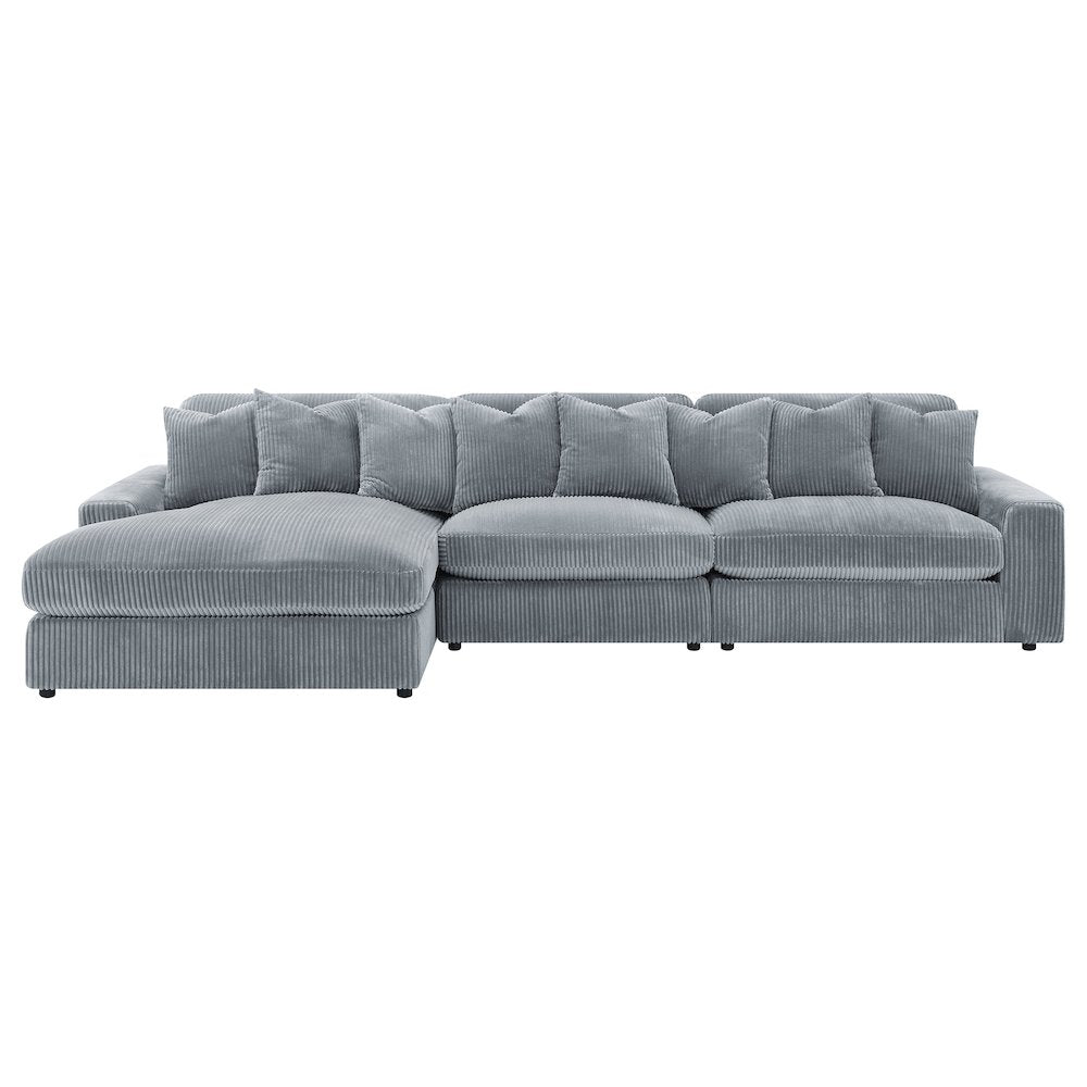 Blaine Corduroy Reversible Chaise Sofa Sectional (2 Colors)