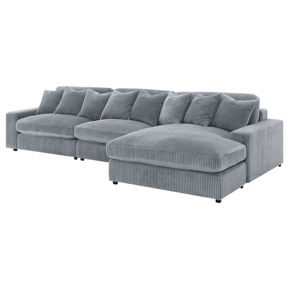 Blaine Corduroy Reversible Chaise Sofa Sectional (2 Colors)