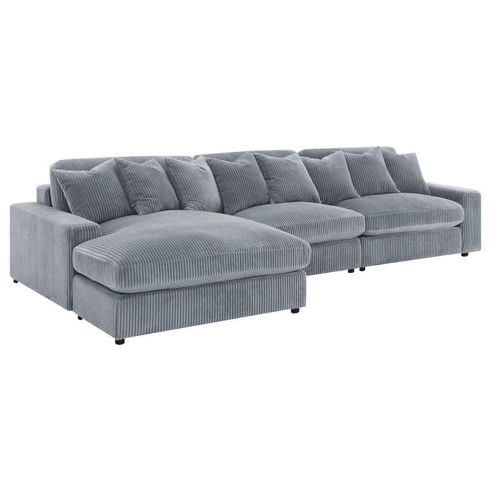 Blaine Corduroy Reversible Chaise Sofa Sectional (2 Colors)