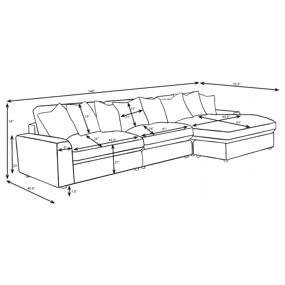 Blaine Corduroy Reversible Chaise Sofa Sectional (2 Colors)