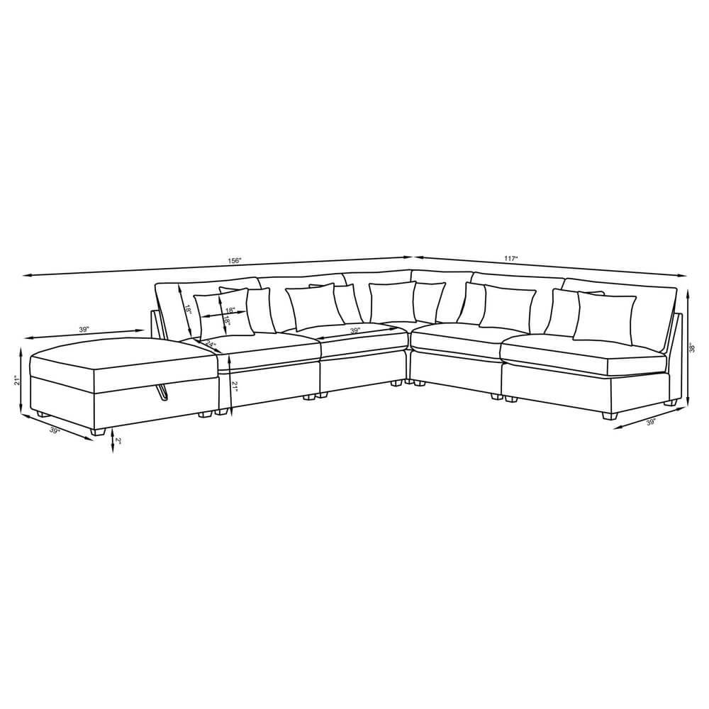 Cambria Modern Modular Fabric Sectional Sofa in Gray (Various Size Options)